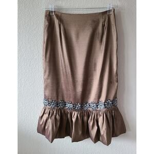 Vintage Y2K Rossi Roma Sequin Silk Skirt SZ Small‎ Embellished Party Trumpet
